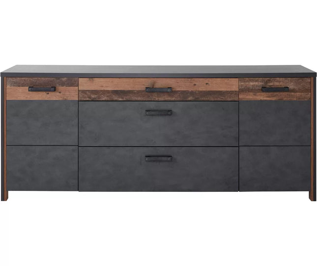 UNICORN Sideboard wall unit modern matt dark gray brown Width 197 cm Depth 44 cm Height 80.5 cm