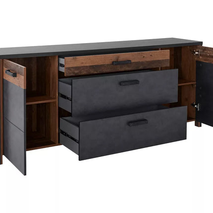 UNICORN Sideboard wall unit modern matt dark gray brown Width 197 cm Depth 44 cm Height 80.5 cm
