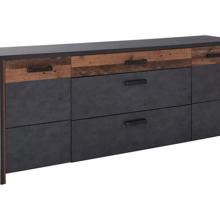 UNICORN Sideboard wall unit modern matt dark gray brown Width 197 cm Depth 44 cm Height 80.5 cm