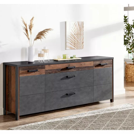 UNICORN Sideboard wall unit modern matt dark gray brown Width 197 cm Depth 44 cm Height 80.5 cm