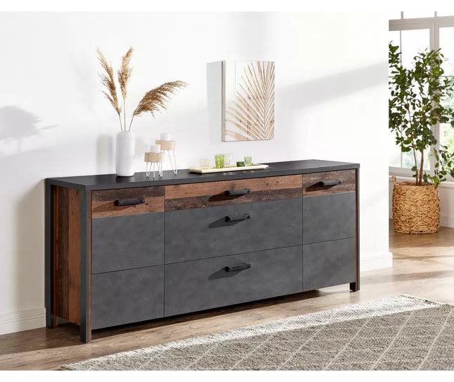 UNICORN Sideboard wall unit modern matt dark gray brown Width 197 cm Depth 44 cm Height 80.5 cm