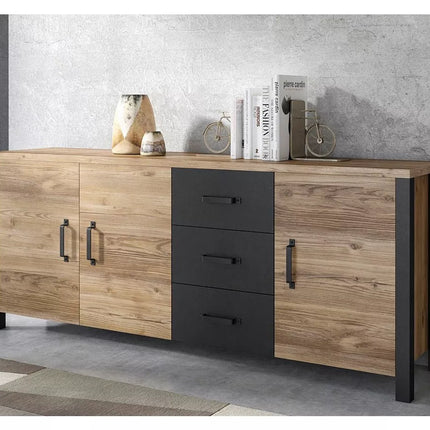 UNICORN Dresser wall unit rural modern brown black Width 192 cm Depth 43 cm Height 79 cm