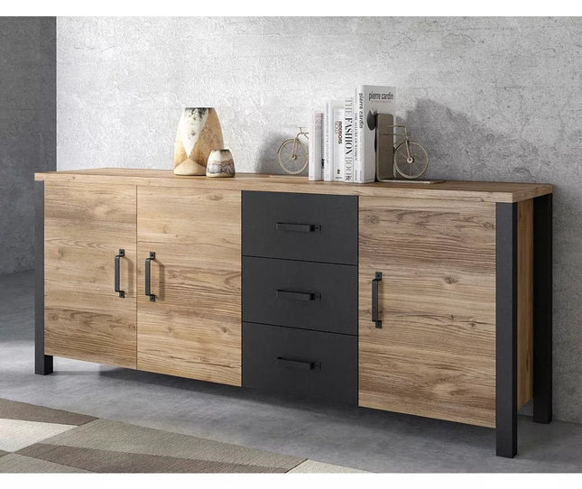 UNICORN Dresser wall unit rural modern brown black Width 192 cm Depth 43 cm Height 79 cm