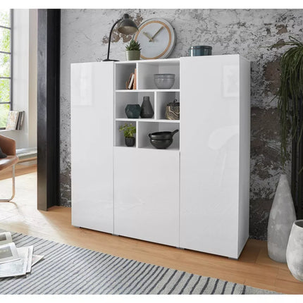 UNICORN Sideboard wall unit modern high-gloss white dark gray Width 132.4 cm