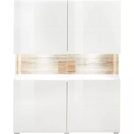 UNICORN Dresser wall unit modern high-gloss white with glass and mood lighting width 152 cm length 121.5 cm depth 37 cm