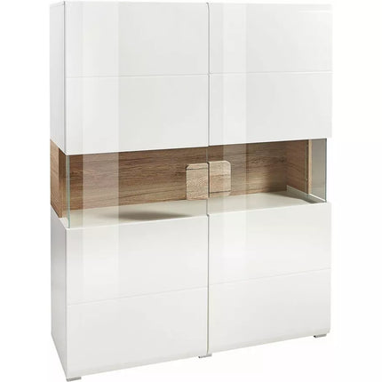 UNICORN Dresser wall unit modern high-gloss white with glass and mood lighting width 152 cm length 121.5 cm depth 37 cm