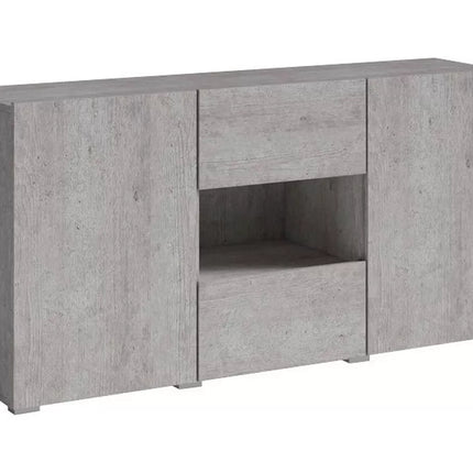 UNICORN Sideboard wall unit modern gray high-gloss white with mood lighting Width 136.5 cm Depth 37.5 cm Height 69 cm