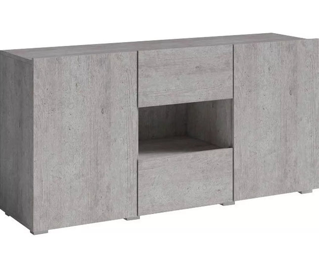 UNICORN Sideboard wall unit modern gray high-gloss white with mood lighting Width 136.5 cm Depth 37.5 cm Height 69 cm