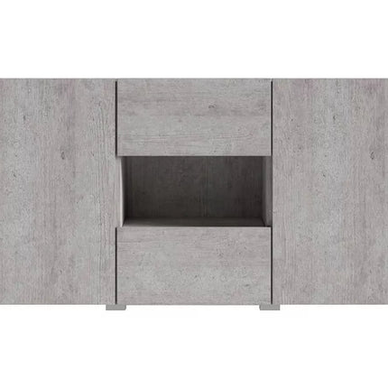 UNICORN Sideboard wall unit modern gray high-gloss white with mood lighting Width 136.5 cm Depth 37.5 cm Height 69 cm