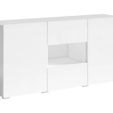 UNICORN Sideboard wall unit modern gray high-gloss white with mood lighting Width 136.5 cm Depth 37.5 cm Height 69 cm