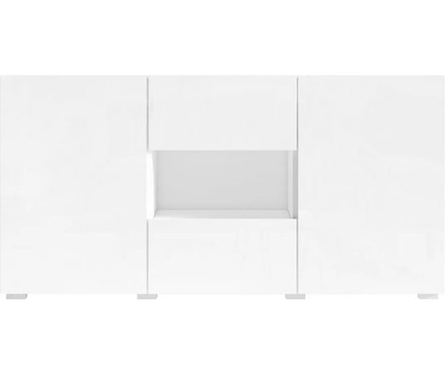 UNICORN Sideboard wall unit modern gray high-gloss white with mood lighting Width 136.5 cm Depth 37.5 cm Height 69 cm