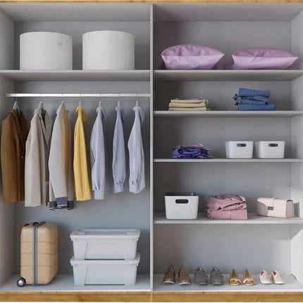 UNICORN Wardrobe country modern with mirror dark brown black white light gray Width 228 cm Depth 57 cm Height 214 cm