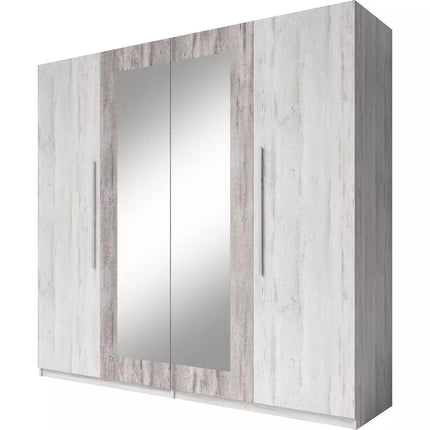 UNICORN Wardrobe country modern with mirror dark brown black white light gray Width 228 cm Depth 57 cm Height 214 cm