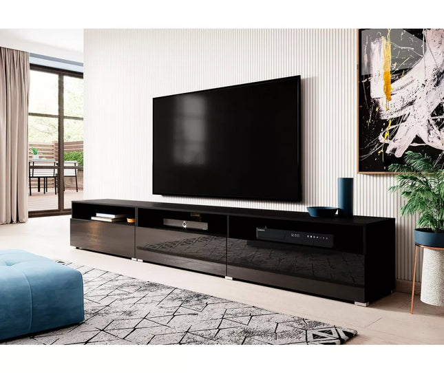 UNICORN TV furniture wall unit high-gloss black Width 270 cm Depth 41 cm Height 42 cm