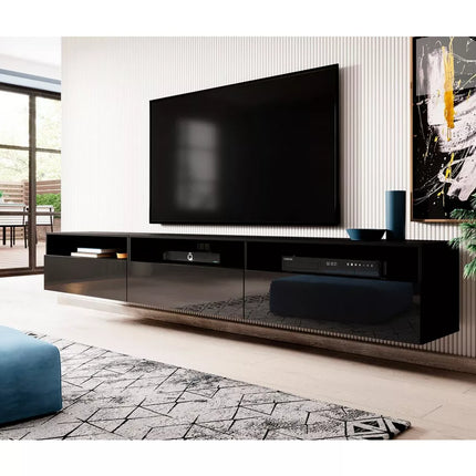 UNICORN TV furniture wall unit high-gloss black Width 270 cm Depth 41 cm Height 42 cm