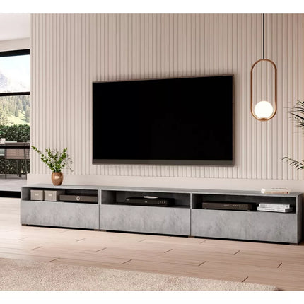UNICORN TV furniture wall unit high gloss white light gray dark gray light brown Width 270 cm Depth 41 cm Height 42 cm