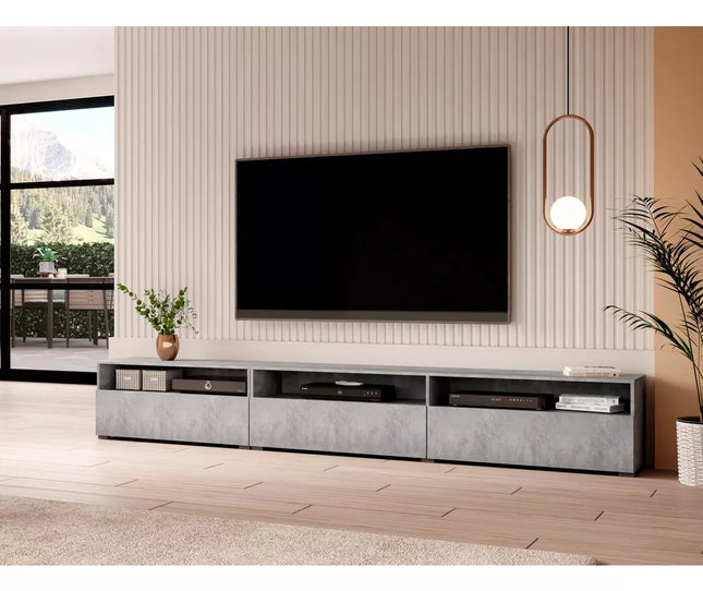 UNICORN TV furniture wall unit high gloss white light gray dark gray light brown Width 270 cm Depth 41 cm Height 42 cm