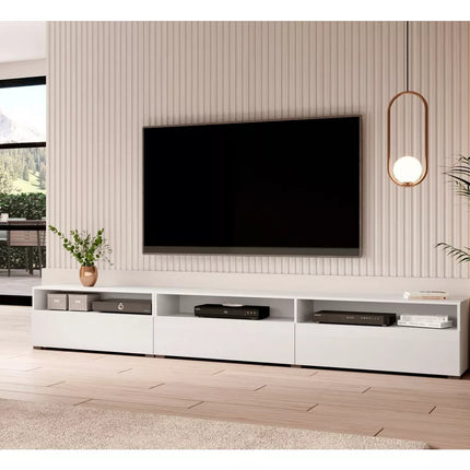UNICORN TV furniture wall unit high gloss white light gray dark gray light brown Width 270 cm Depth 41 cm Height 42 cm