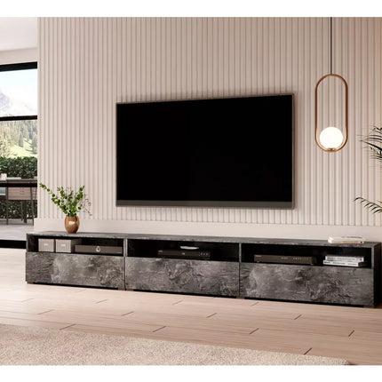 UNICORN TV furniture wall unit high gloss white light gray dark gray light brown Width 270 cm Depth 41 cm Height 42 cm