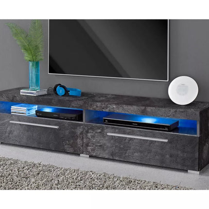 UNICORN TV cabinet wall unit high-gloss white black 140 cm