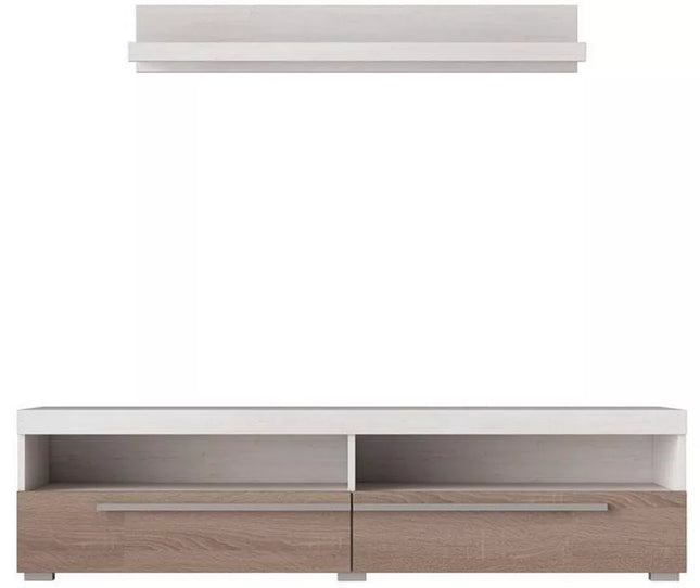 UNICORN TV furniture wall unit white brown 140 cm