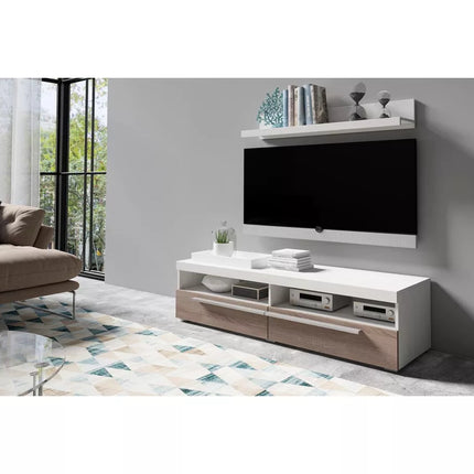 UNICORN TV furniture wall unit white brown 140 cm