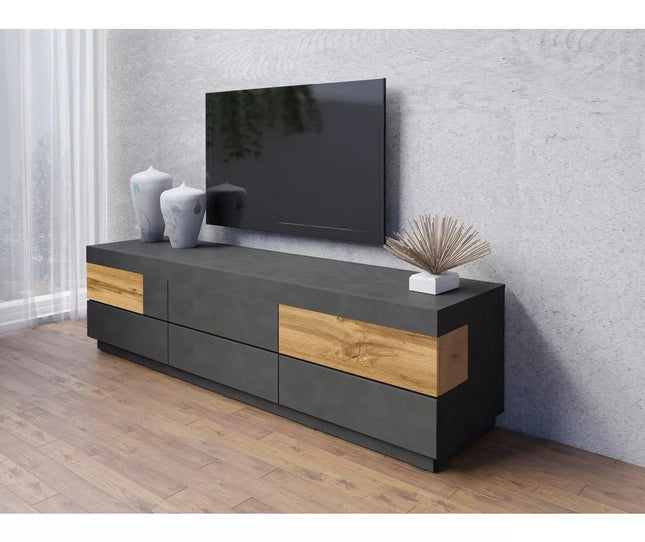UNICORN TV furniture wall unit modern dark gray high-gloss white Width 206 cm Depth 50.5 cm Height 53.6 cm