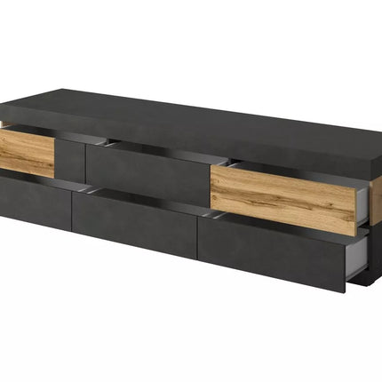 UNICORN TV furniture wall unit modern dark gray high-gloss white Width 206 cm Depth 50.5 cm Height 53.6 cm