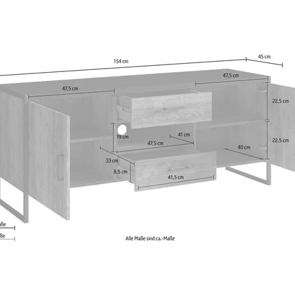 UNICORN TV furniture wall unit modern country brown black Width 154 cm Depth 45 cm Height 68 cm