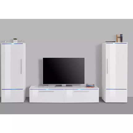 UNICORN TV stand wall unit, modern high-gloss black and white (set of 3)