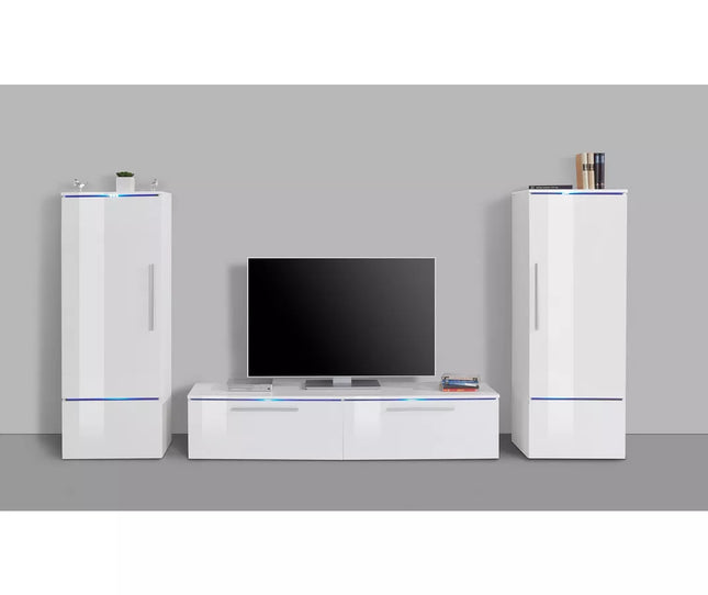 UNICORN TV stand wall unit, modern high-gloss black and white (set of 3)