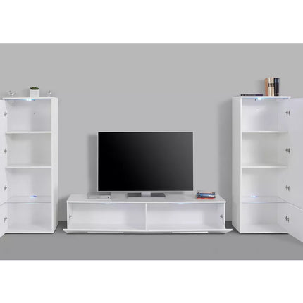 UNICORN TV stand wall unit, modern high-gloss black and white (set of 3)