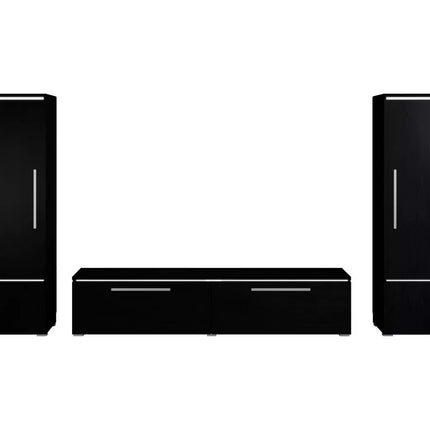 UNICORN TV stand wall unit, modern high-gloss black and white (set of 3)