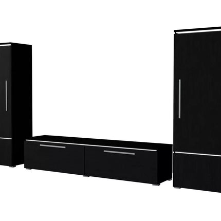 UNICORN TV stand wall unit, modern high-gloss black and white (set of 3)
