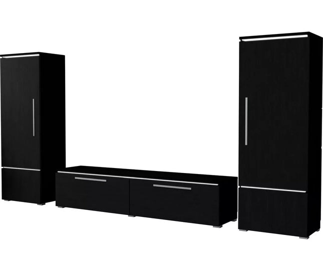 UNICORN TV stand wall unit, modern high-gloss black and white (set of 3)