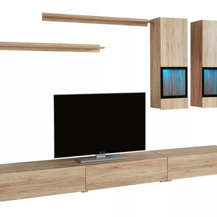 UNICORN TV furniture wall unit modern country brown with mood lighting set 6 pieces Width 270 cm Depth 41 cm Height 26.5 cm
