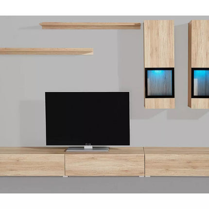 UNICORN TV furniture wall unit modern country brown with mood lighting set 6 pieces Width 270 cm Depth 41 cm Height 26.5 cm