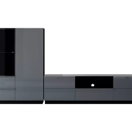 UNICORN TV furniture wall unit modern high-gloss dark gray (3 pieces)