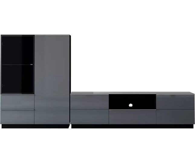 UNICORN TV furniture wall unit modern high-gloss dark gray (3 pieces)