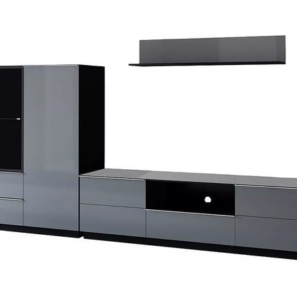 UNICORN TV furniture wall unit modern high-gloss dark gray (3 pieces)