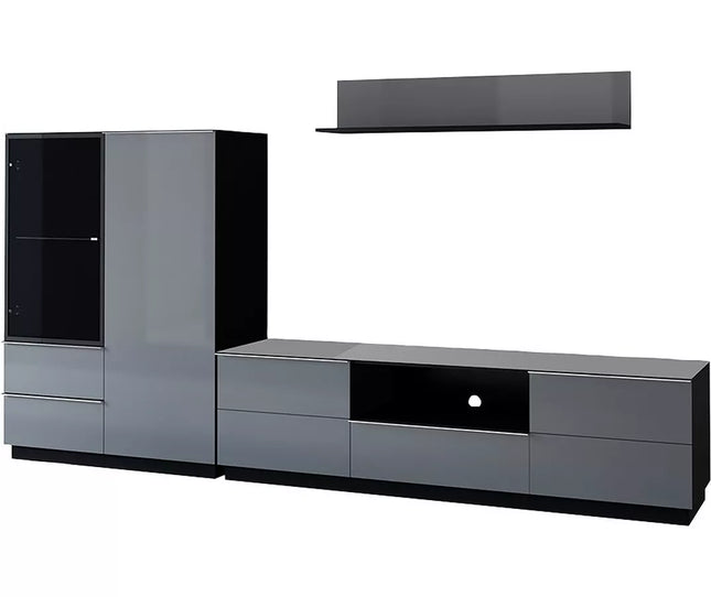 UNICORN TV furniture wall unit modern high-gloss dark gray (3 pieces)