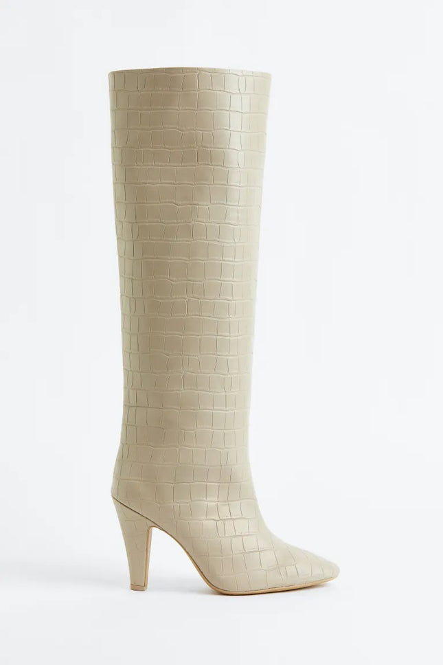 UNICORN Women's high boots with heel light beige 35 36 37 38 39 40 41 42