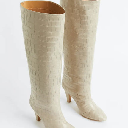 UNICORN Women's high boots with heel light beige 35 36 37 38 39 40 41 42