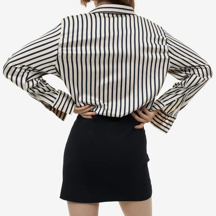 UNICORN Women's Blouse shirt black cream white light pink light blue light green khaki green striped xs s m l xl xxl