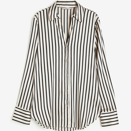 UNICORN Women's Blouse shirt black cream white light pink light blue light green khaki green striped xs s m l xl xxl