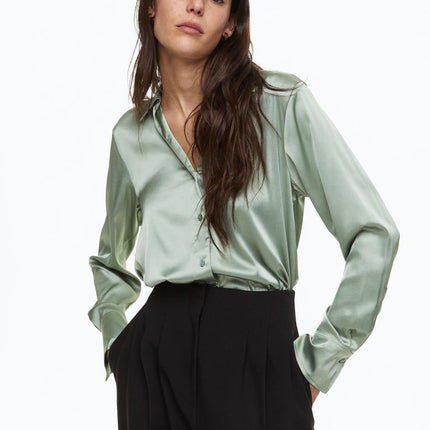 UNICORN Women's Blouse shirt black cream white light pink light blue light green khaki green striped xs s m l xl xxl