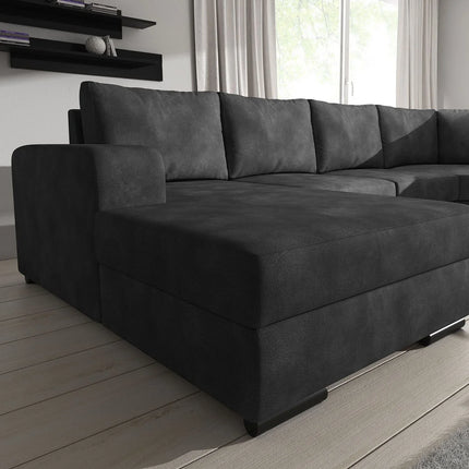 UNICORN 5-seater corner sofa with chaise longue, anthracite brown anthracite faux leather Width 335 Height 56 Depth 266