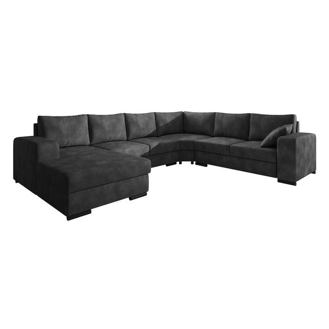 UNICORN Corner sofa 5-seater with chaise longue Faux leather anthracite brown Width 335 Height 56 Depth 266