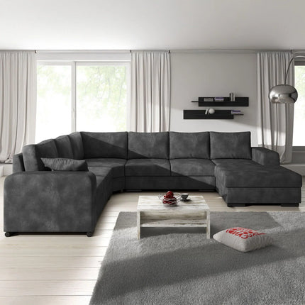 UNICORN Corner sofa 5-seater with chaise longue Faux leather anthracite brown