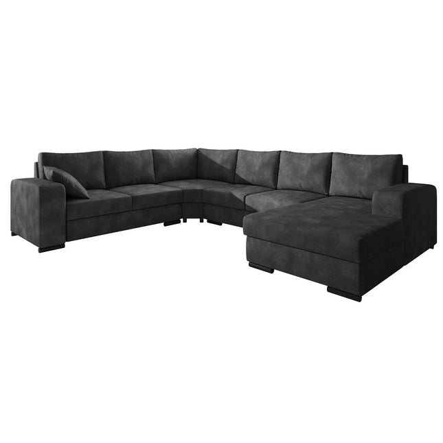 UNICORN Corner sofa 5-seater with chaise longue Faux leather anthracite brown